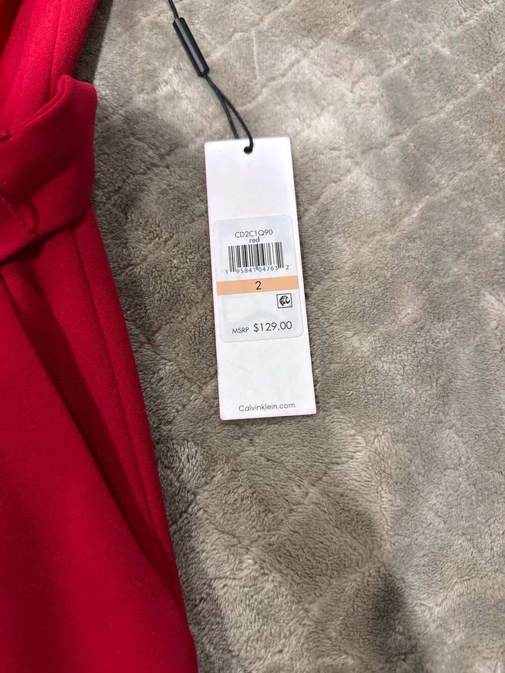 Calvin Klein Red Split Flutter Sleeve Belted Crop… - image 2